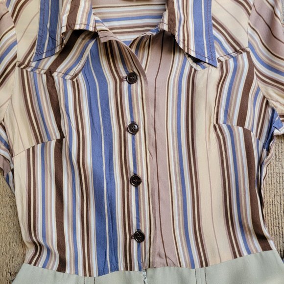 Vintage Jerell of Texas Long Sleeve Lavender and Brown Mini Dress - Picture 6 of 16